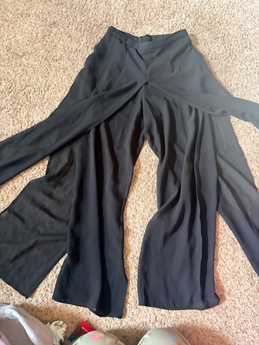 Black Wide-Leg Wrap Front Palazzo Pants